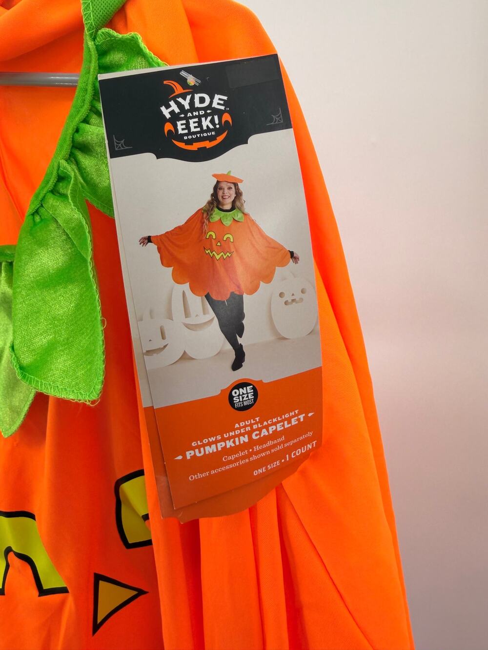 Hyde & Eek Adult Pumpkin Capelet Costume One Size Blacklight Glow Halloween NWT